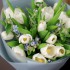 Букет из 15 белых тюльпанов и оксипеталума