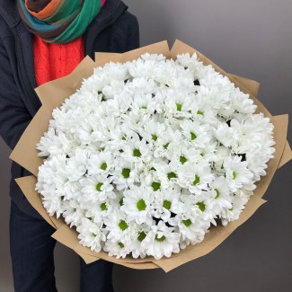 Букет из белых кустовых хризантем, 19 шт