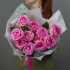 Букет из розовых роз и эвкалипта, 11 шт