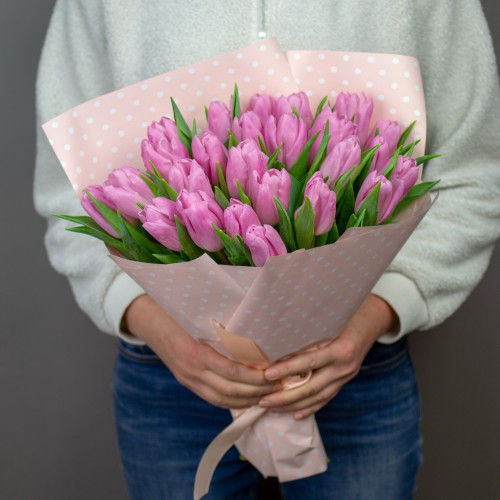 Букет розовых тюльпанов, 25 шт