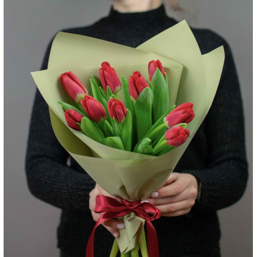 Букет красных тюльпанов, 9 шт